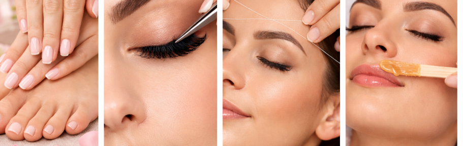 Beauty Szudio Vesna Hände, Augen und Gesicht während verschiedener Schönheitsbehandlungen.